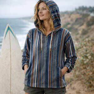 O’Neill Women’s Striped Hooded Pullover Size M Cozy Surf Hoodie